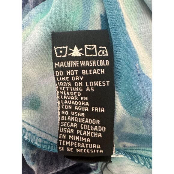 Perceptions Blue Watercolor Floral Ruched‎ Waist Sleeveless Dress Size 14 Summer - Picture 6 of 7